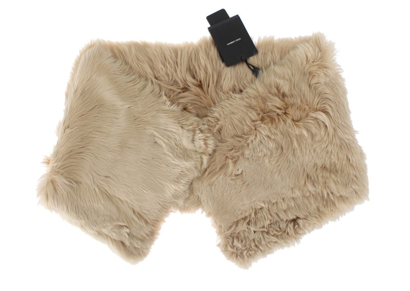 Elegant Alpaca Fur Shoulder Wrap in Beige Dolce & Gabbana