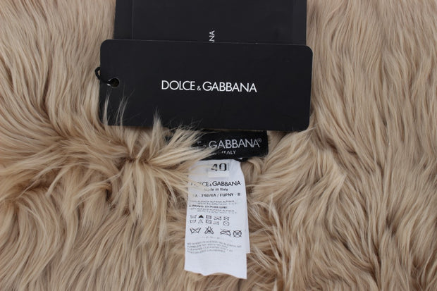 Elegant Alpaca Fur Shoulder Wrap in Beige Dolce & Gabbana