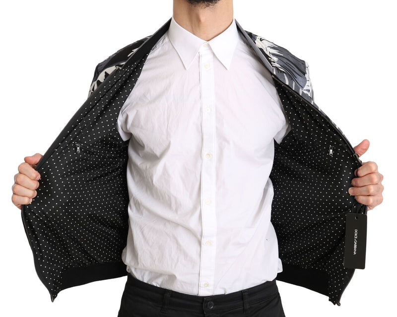 Elegant Banana Leaf Print Silk Bomber Jacket Dolce & Gabbana