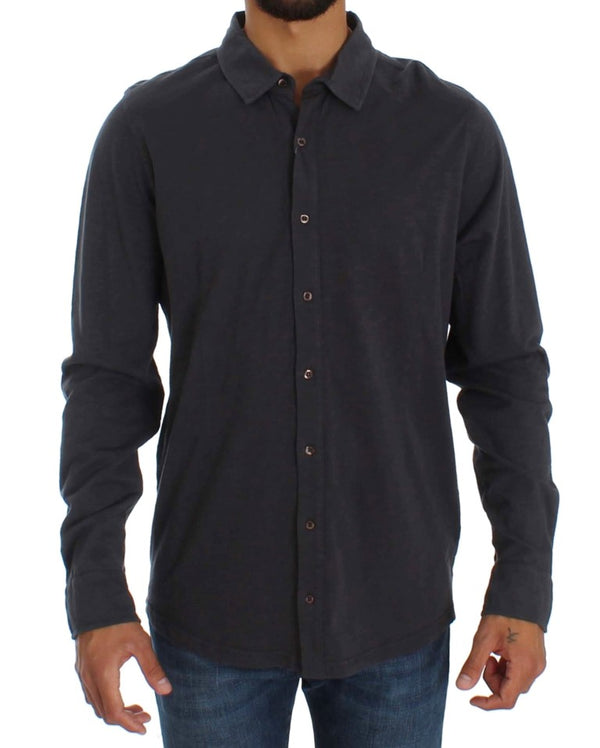 Sleek Gray Casual Cotton Shirt Alpha Massimo Rebecchi