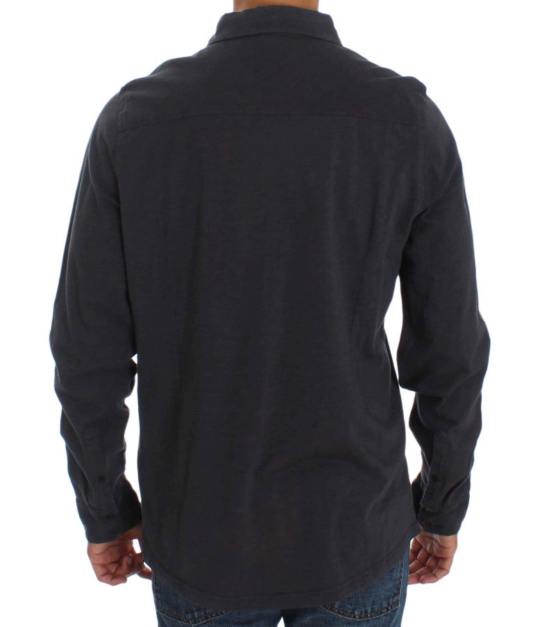 Sleek Gray Casual Cotton Shirt Alpha Massimo Rebecchi