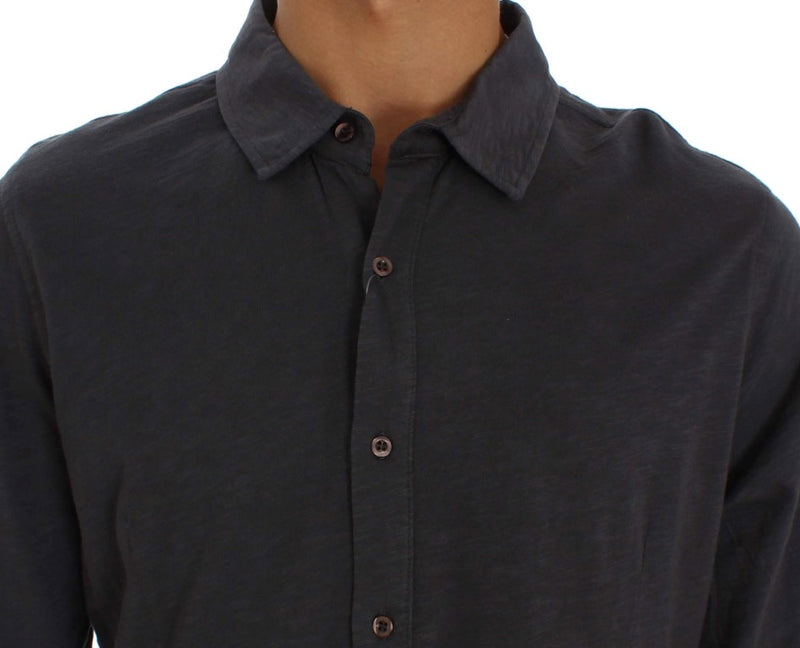 Sleek Gray Casual Cotton Shirt Alpha Massimo Rebecchi