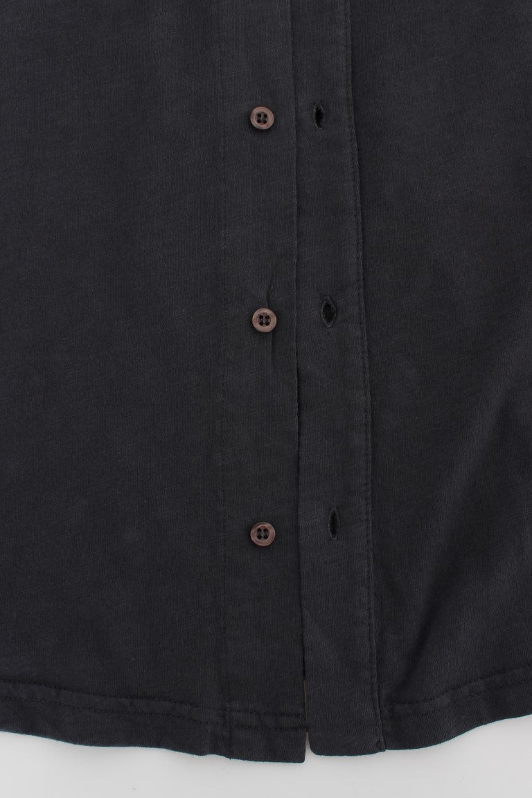 Sleek Gray Casual Cotton Shirt Alpha Massimo Rebecchi