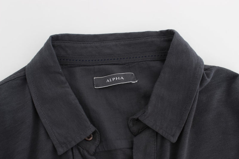 Sleek Gray Casual Cotton Shirt Alpha Massimo Rebecchi