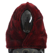 Luxurious Bordeaux Fur Hooded Scarf Wrap Dolce & Gabbana