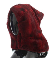 Luxurious Bordeaux Fur Hooded Scarf Wrap Dolce & Gabbana