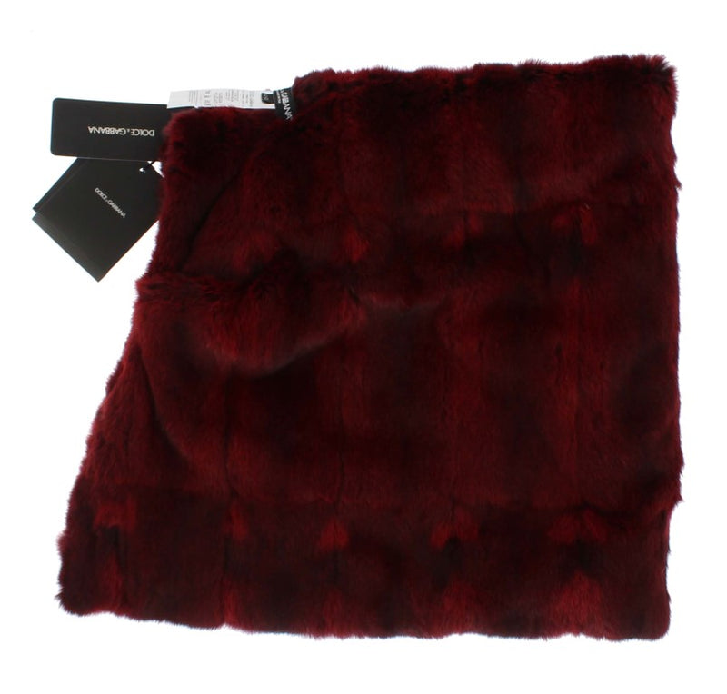 Luxurious Bordeaux Fur Hooded Scarf Wrap Dolce & Gabbana