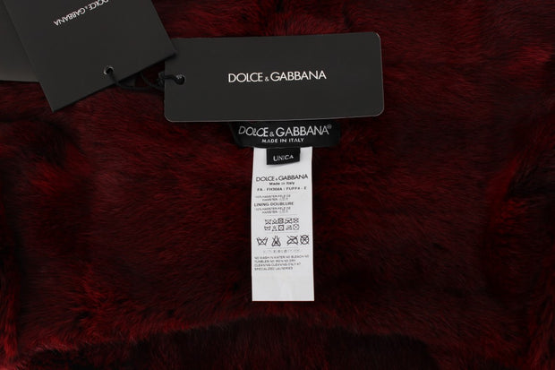 Luxurious Bordeaux Fur Hooded Scarf Wrap Dolce & Gabbana