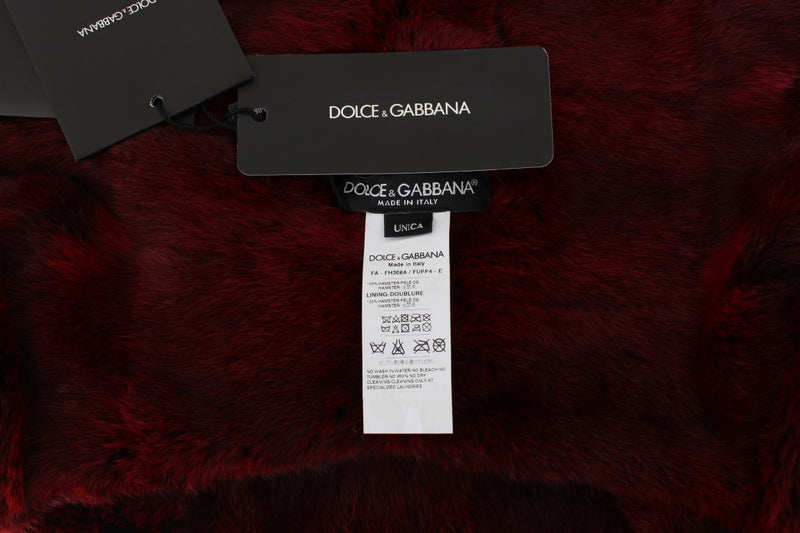 Luxurious Bordeaux Fur Hooded Scarf Wrap Dolce & Gabbana