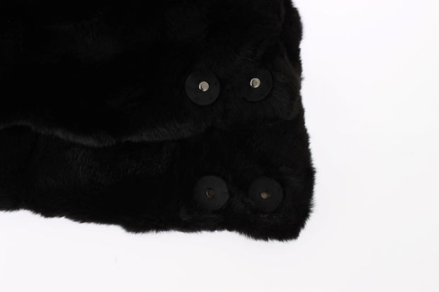 Chic Black Weasel Fur Hooded Scarf Wrap Dolce & Gabbana