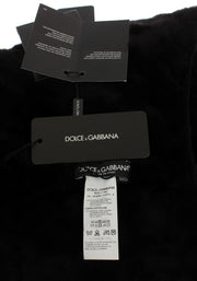 Chic Black Weasel Fur Hooded Scarf Wrap Dolce & Gabbana