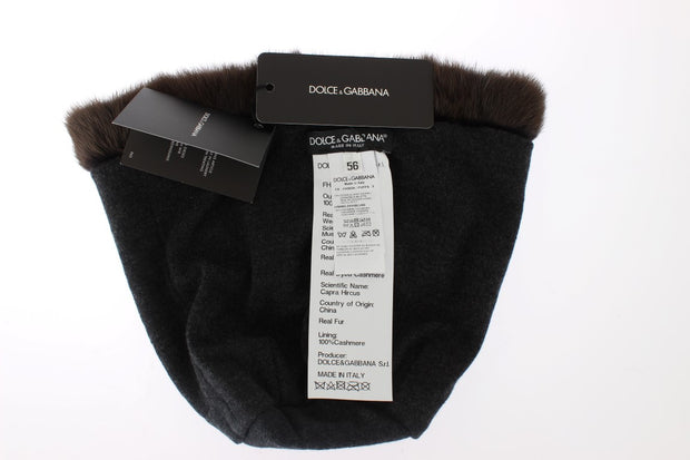 Luxurious Brown Weasel Fur Beanie Dolce & Gabbana