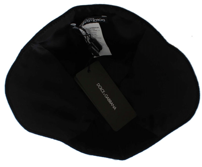 Elegant Black Floral Wool Cloche Hat Dolce & Gabbana