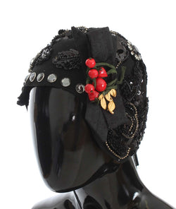 Elegant Black Crystal-Adorned Cloche Hat Dolce & Gabbana