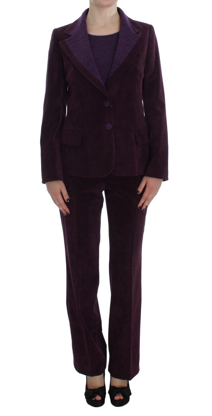 Elegant Purple Wool Blend Three Piece Suit Set BENCIVENGA