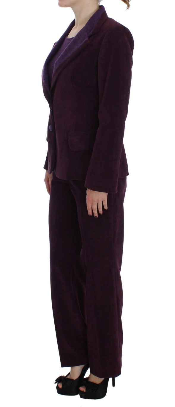 Elegant Purple Wool Blend Three Piece Suit Set BENCIVENGA