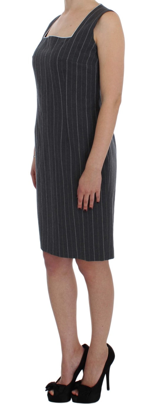 Elegant Gray Striped Dress & Blazer Suit Set BENCIVENGA