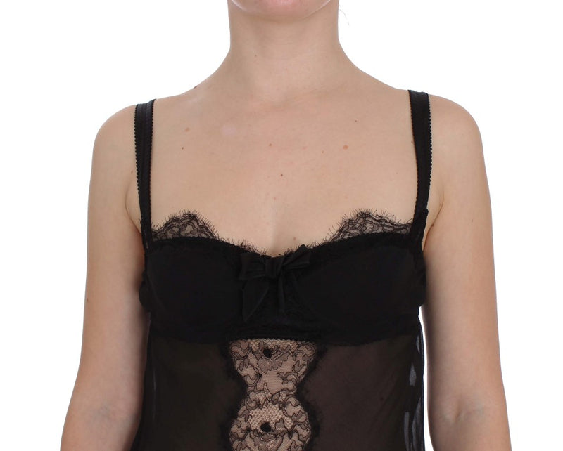 Elegant Silk Floral Lace Babydoll Chemise Dolce & Gabbana