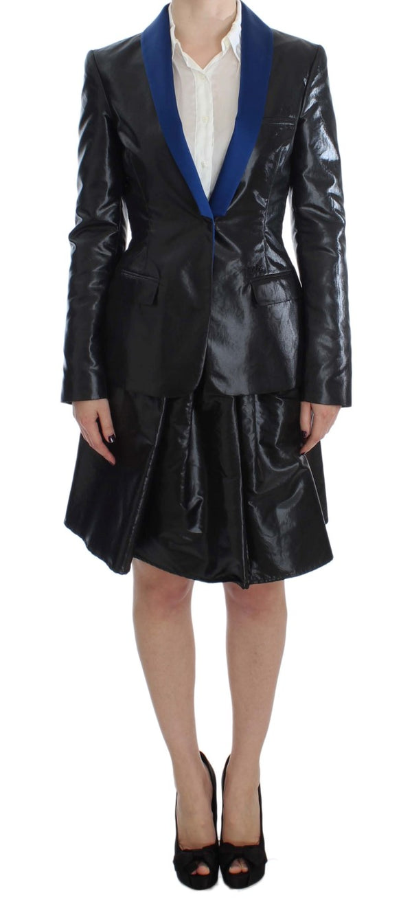 Elegant Two-Piece Black Skirt Suit Exte