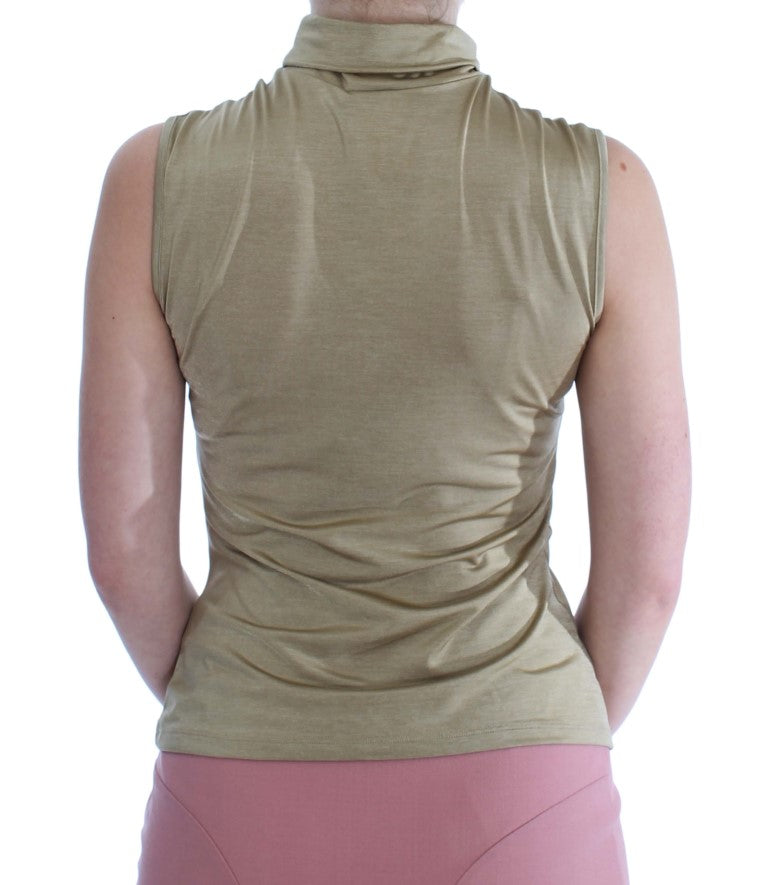 Glamorous Gold Turtleneck Vest Top Exte