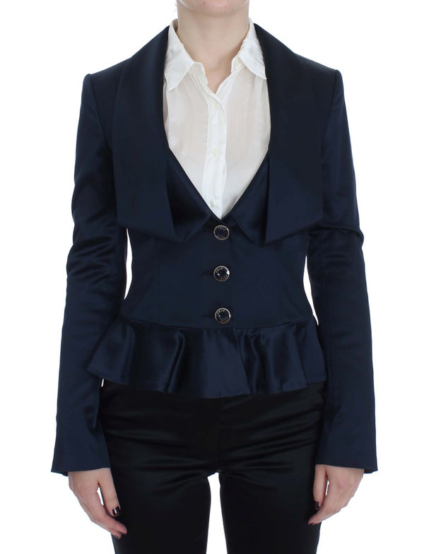 Elegant Blue Blazer Jacket with Designer Flair Exte