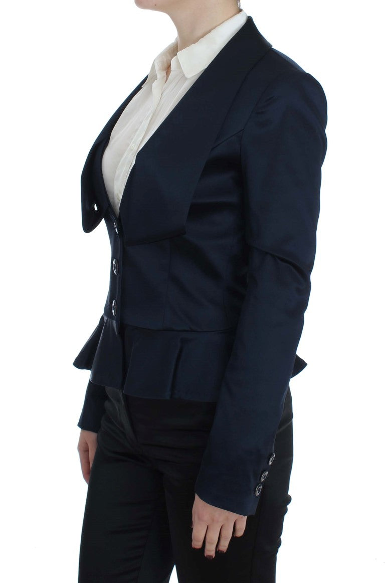 Elegant Blue Blazer Jacket with Designer Flair Exte