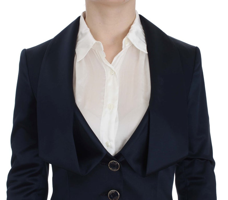 Elegant Blue Blazer Jacket with Designer Flair Exte