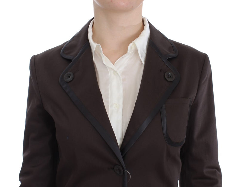 Chic Brown Cotton-Elastane Suit Set Exte