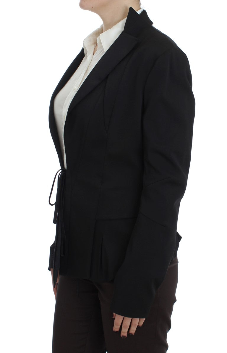 Elegant Black Stretch Blazer Jacket Exte