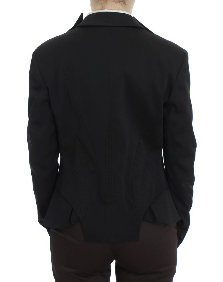 Elegant Black Stretch Blazer Jacket Exte