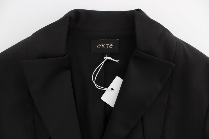 Elegant Black Stretch Blazer Jacket Exte