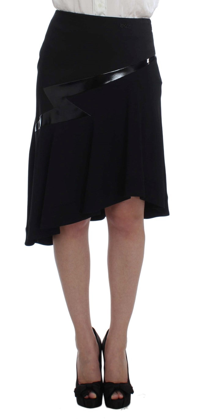 Elegant Two-Piece Skirt Suit in Black & Blue Exte