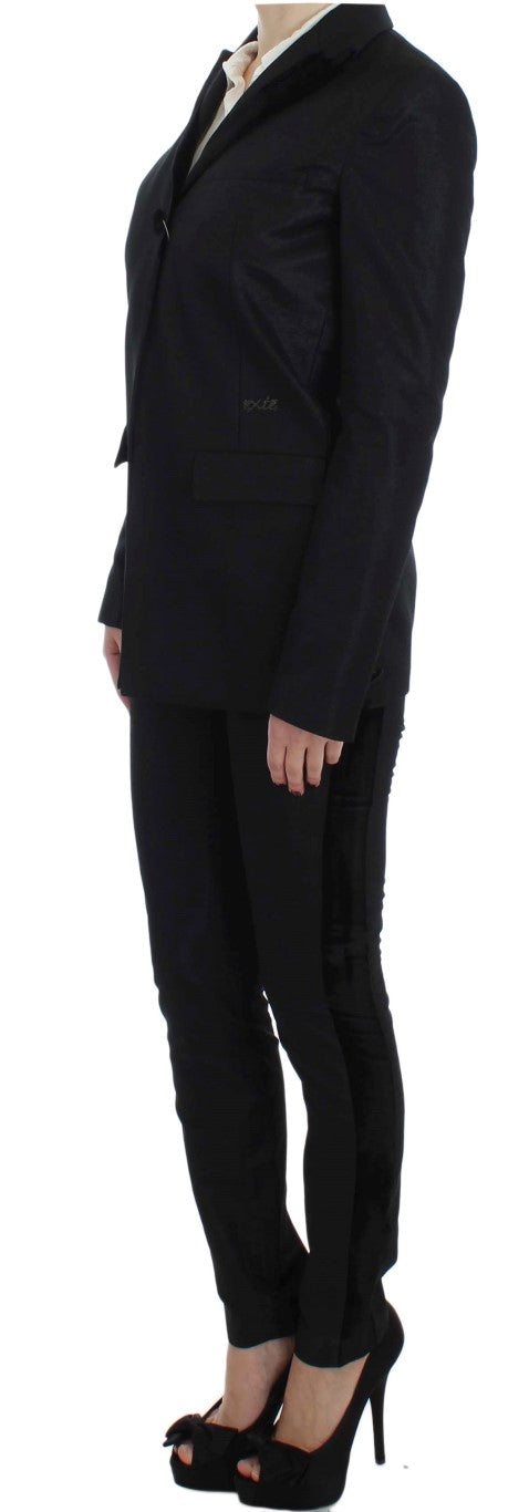 Elegant Three-Piece Black Pants Suit Exte