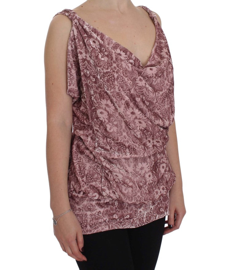 Silk Blend Floral Print Top Exte