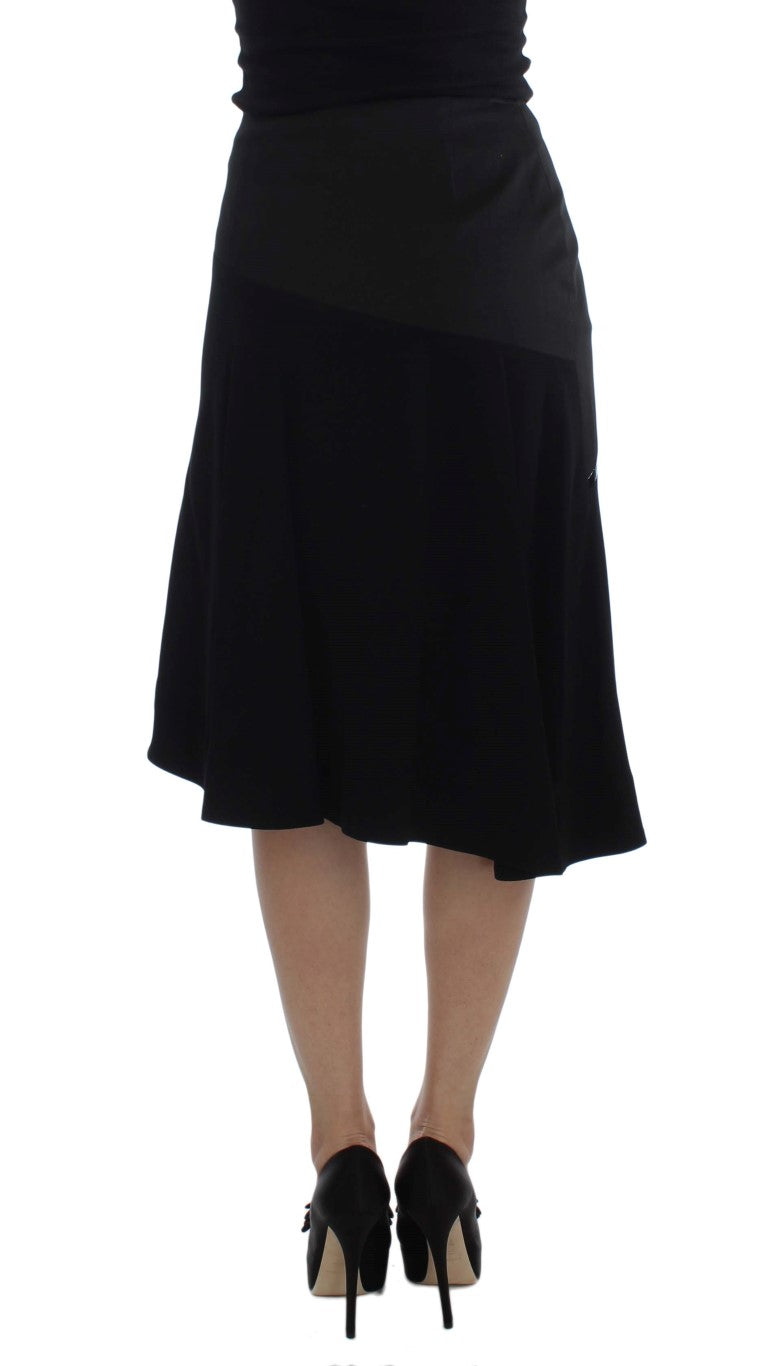 Chic Black and Blue Cotton Blend Skirt Exte