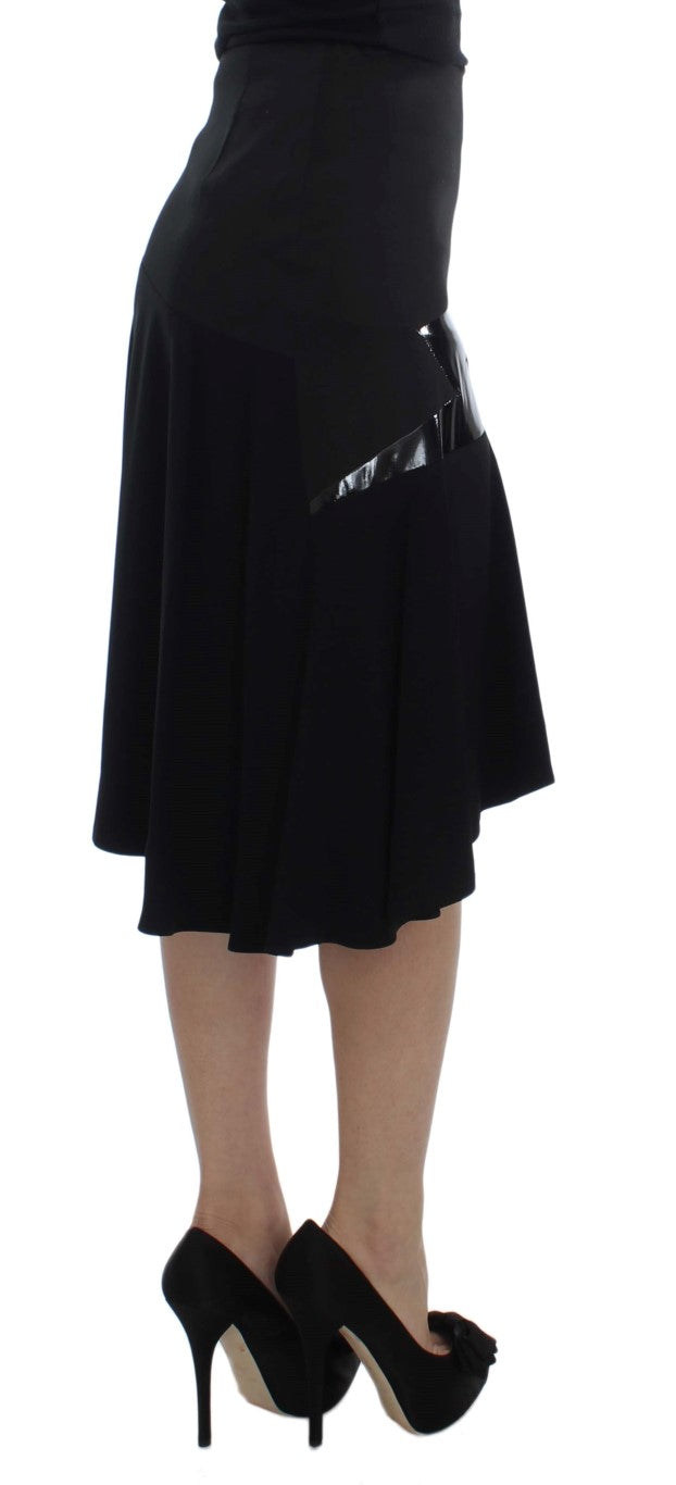 Chic Black and Blue Cotton Blend Skirt Exte