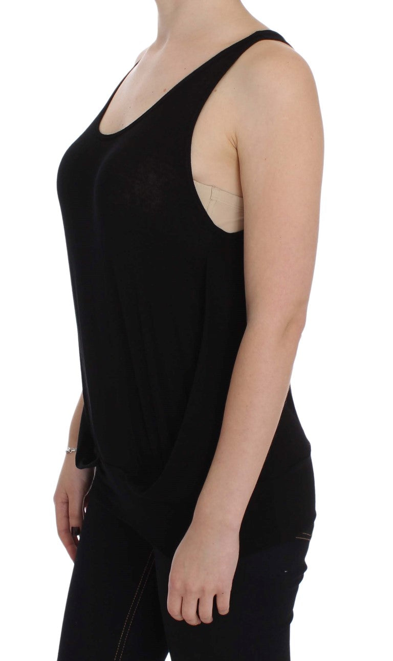 Sleek Black Cami Blouse Tank Top PLEIN SUD