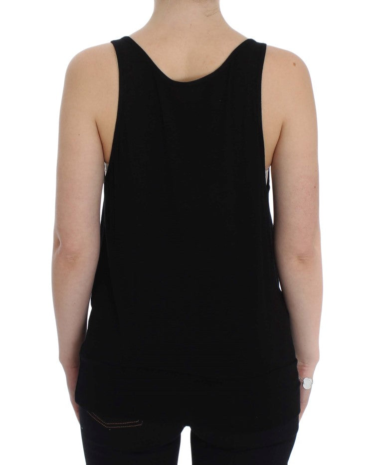 Sleek Black Cami Blouse Tank Top PLEIN SUD