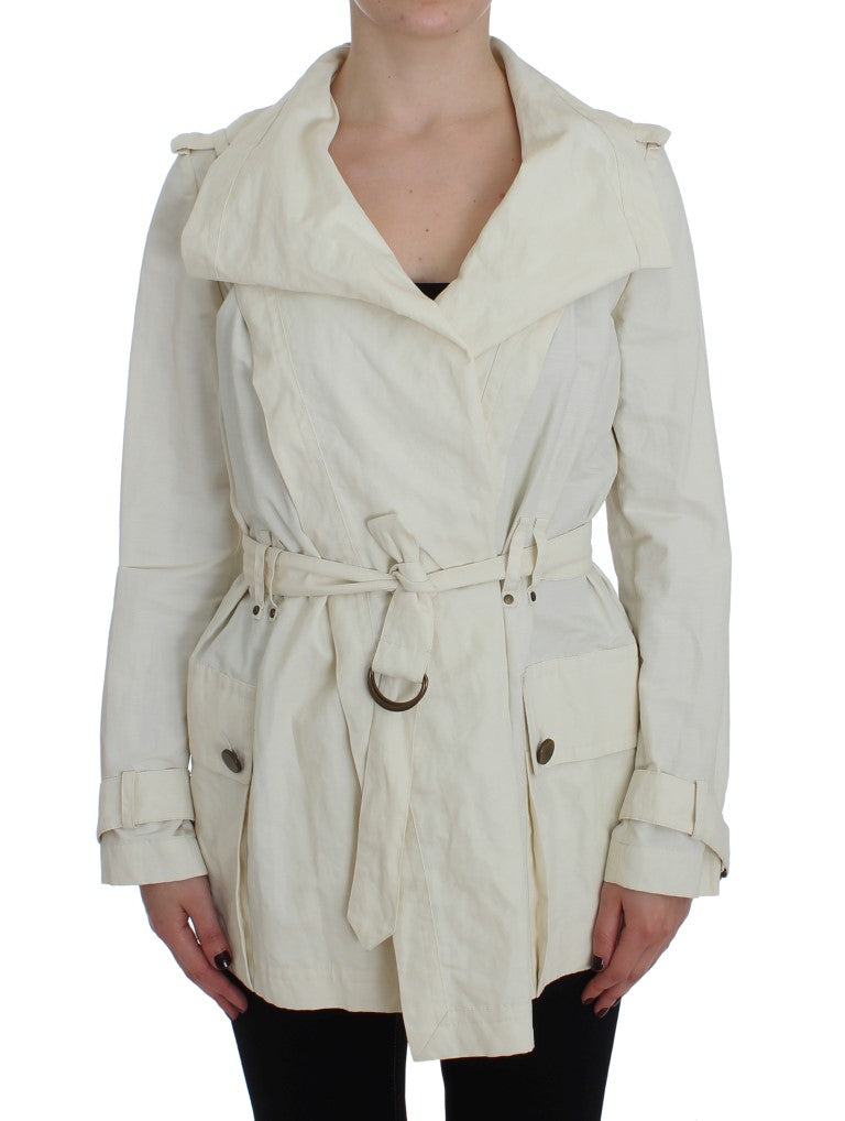 Elegant White Wrap Trench Jacket PLEIN SUD