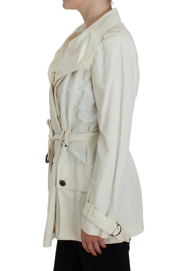 Elegant White Wrap Trench Jacket PLEIN SUD