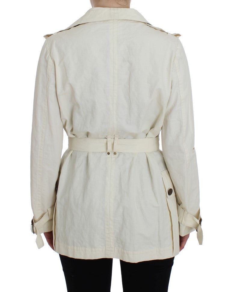 Elegant White Wrap Trench Jacket PLEIN SUD