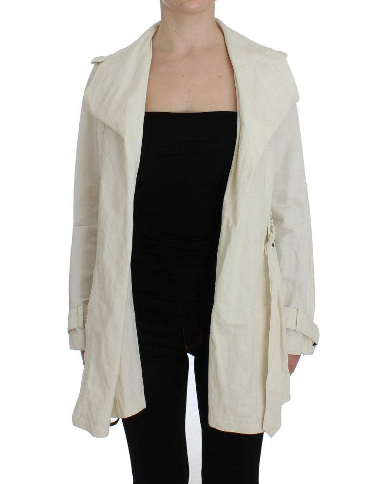 Elegant White Wrap Trench Jacket PLEIN SUD