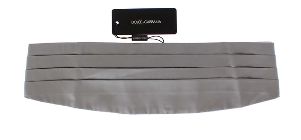 Elegant Silver Silk Cummerbund Dolce & Gabbana