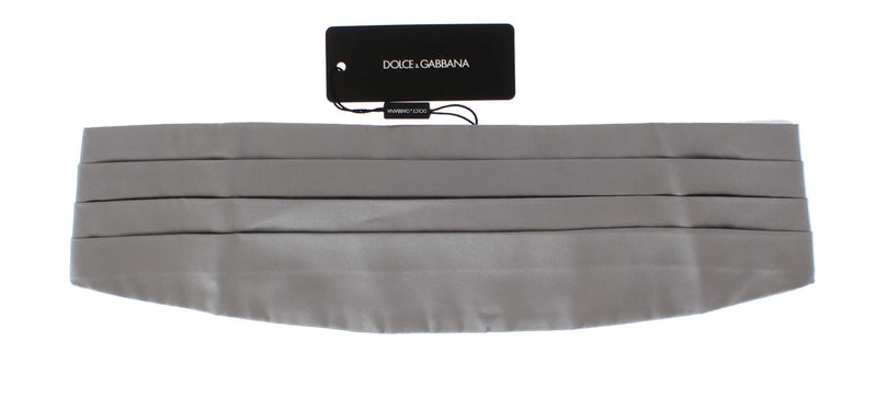 Elegant Silver Silk Cummerbund Dolce & Gabbana