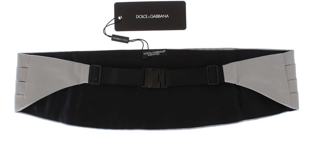 Elegant Silver Silk Cummerbund Dolce & Gabbana