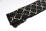 Elegant Black Crystal Beaded Leather Gloves Dolce & Gabbana