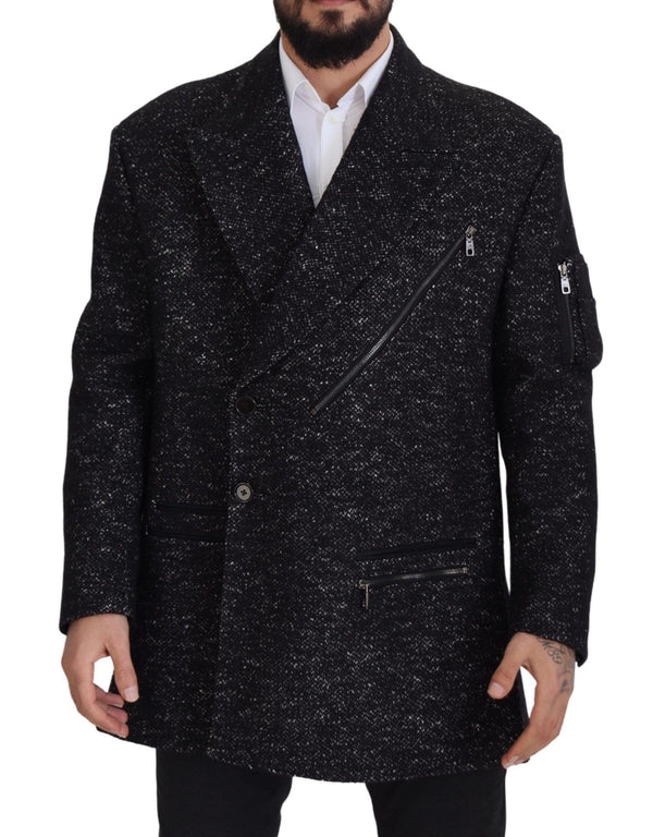 Sleek Patterned Wool Double Breasted Jacket Dolce & Gabbana