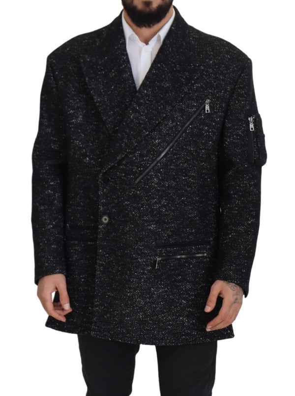 Sleek Patterned Wool Double Breasted Jacket Dolce & Gabbana
