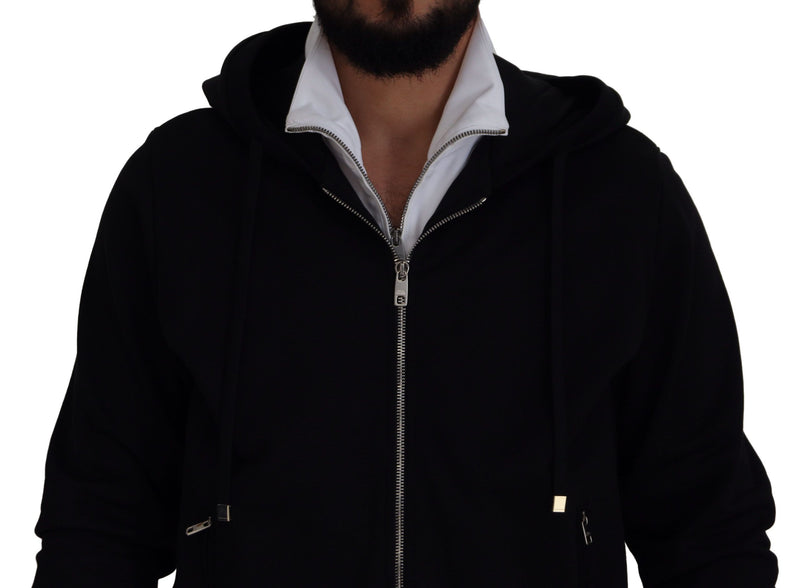 Elegant Black Bomber Jacket with Hood Dolce & Gabbana