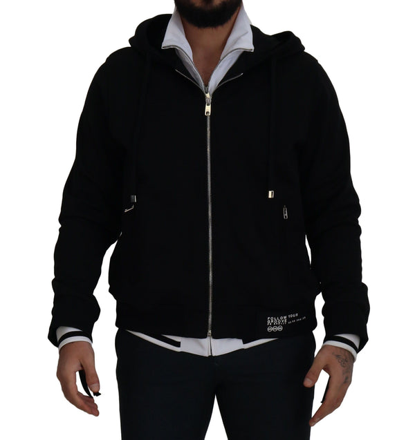 Elegant Black Bomber Jacket with Hood Dolce & Gabbana